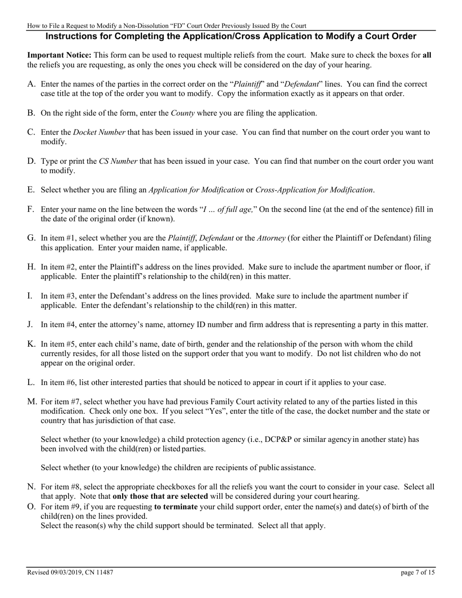Form 11487 Application for Modification of Court Order / Cross-application for Modification of Court Order - New Jersey, Page 7