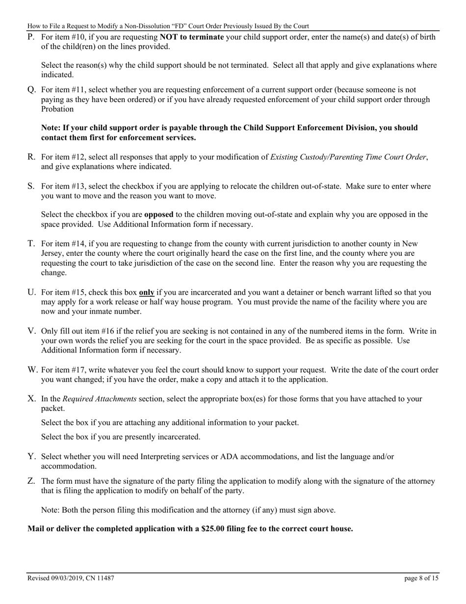Form 11487 Application for Modification of Court Order / Cross-application for Modification of Court Order - New Jersey, Page 8