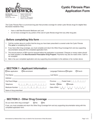 Form 881E Cystic Fibrosis Plan Application Form - New Brunswick, Canada