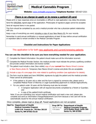 Document preview: Medical Cannabis Program Patient Application - New Mexico