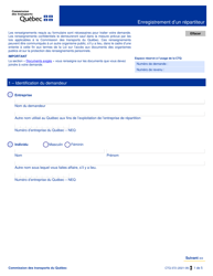 Forme CTQ-372 Enregistrement D&#039;un Repartiteur - Quebec, Canada (French)