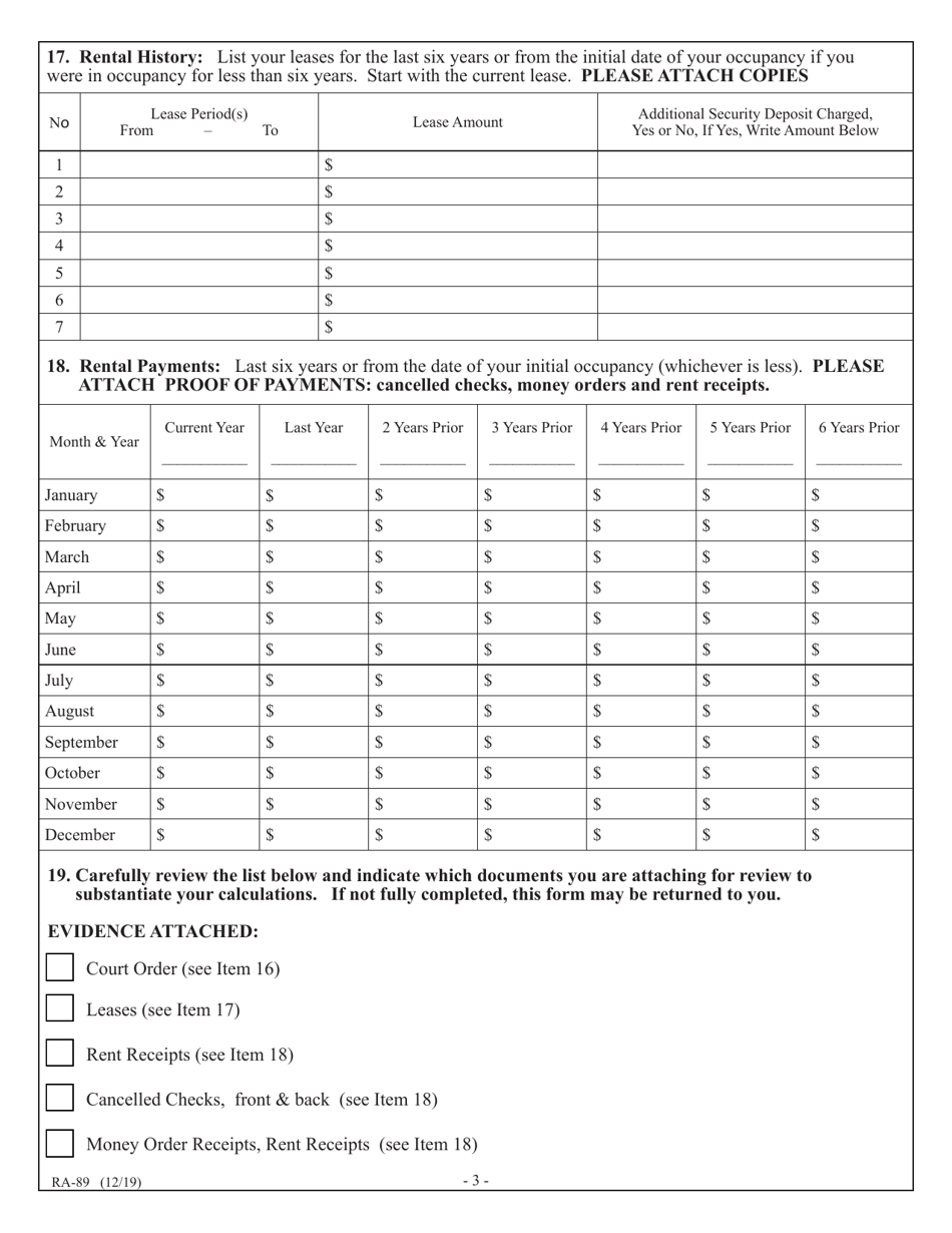 Form RA-89 Tenants Complaint of Rent and / or Other Specific Overcharges in a Rent Stabilized Apartment - New York, Page 5