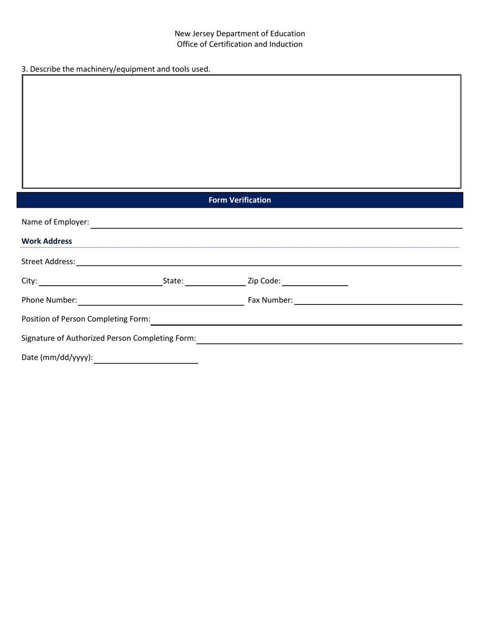 Statement of Practical Experience for Career and Technical Education Candidates - New Jersey, Page 2