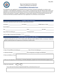 &quot;Criminal/Offense Information Form&quot; - New Jersey