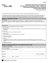 Forme F-0030 Volet 4 Formulaire De Demande - Soutien Au Financement D'infrastructures De Recherche Et D'innovation - Quebec, Canada (French)