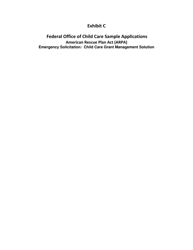 Exhibit C Federal Office of Child Care Sample Applications - New York