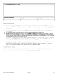 Forme W38-02-2102 Demande De Permis a DES Fins Scientifiques, Educatives Ou De Gestion De La Faune (Permis Seg) - Quebec, Canada (French), Page 6