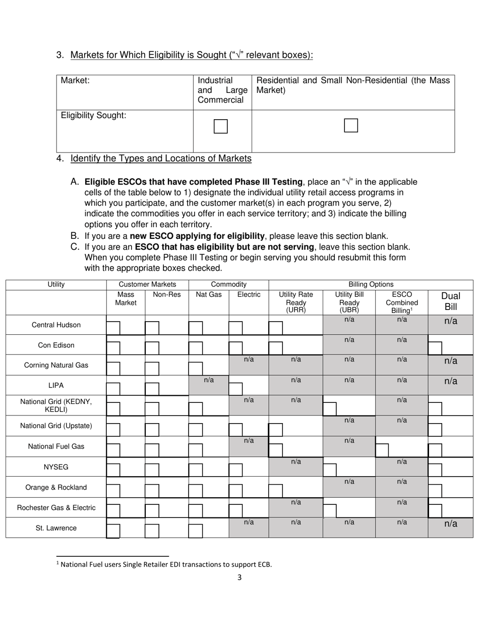 Energy Services Company (Esco) Retail Access Application Form (Raaf) - New York, Page 3
