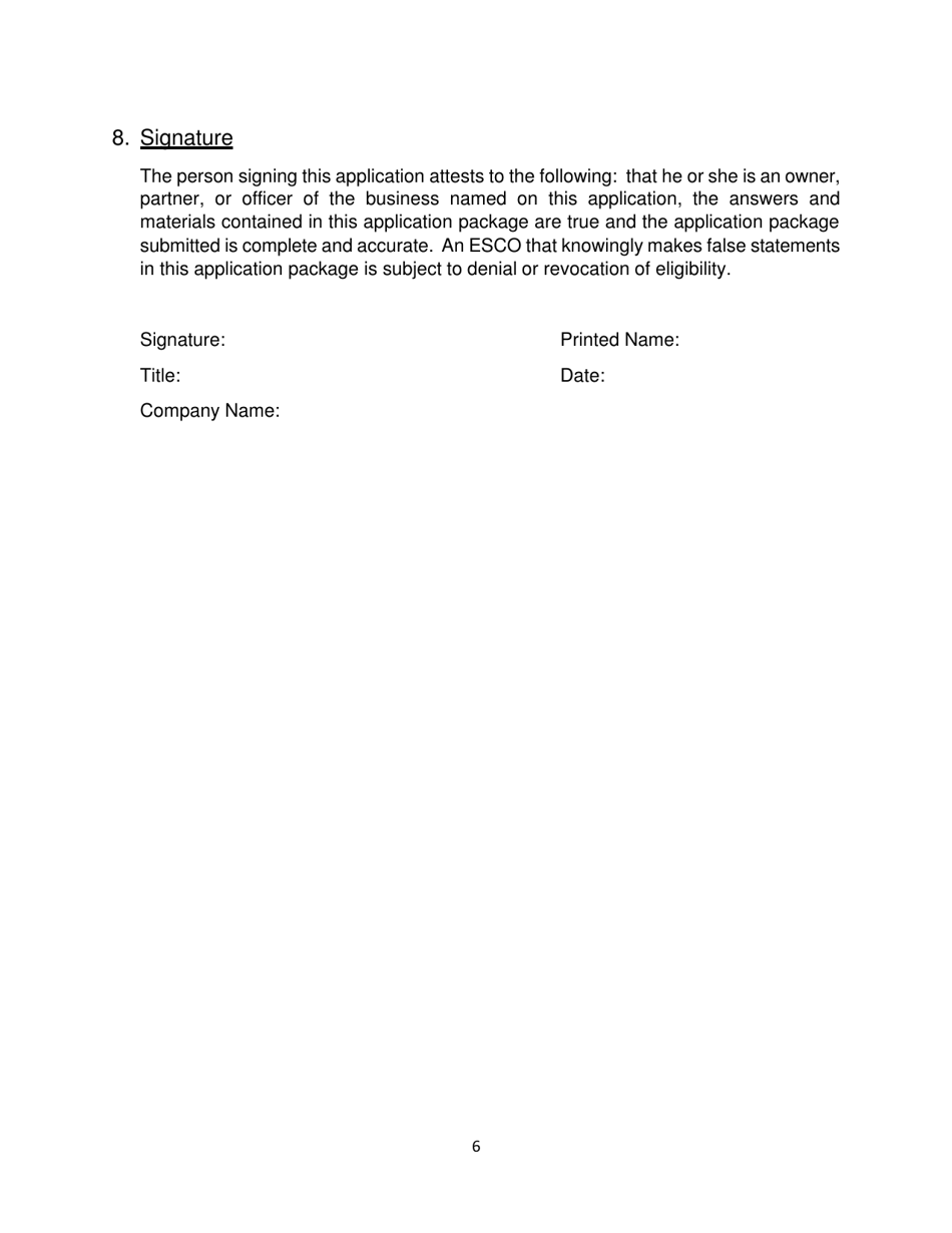 Energy Services Company (Esco) Retail Access Application Form (Raaf) - New York, Page 6