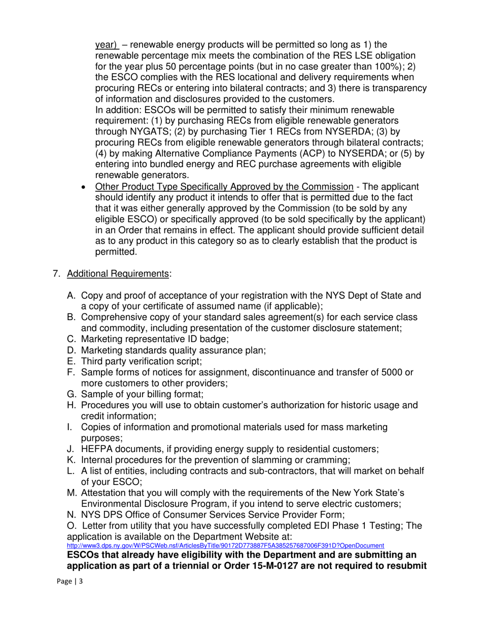Instructions for Energy Services Company (Esco) Retail Access Application Form (Raaf) - New York, Page 3