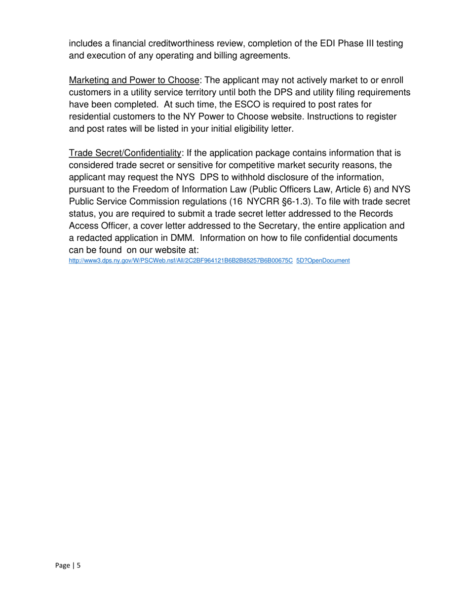 Instructions for Energy Services Company (Esco) Retail Access Application Form (Raaf) - New York, Page 5