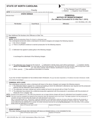 Form AOC-CR-307B Dismissal Notice of Reinstatement (For Offenses Committed on or After Dec.1, 2013) - North Carolina