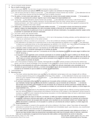 Form AOC-CR-330A Non-defendant Owner's Petition/Application for Release of Seized Motor Vehicle Acknowledgment - Impaired Driving - North Carolina (English/Spanish), Page 2