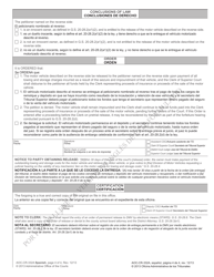 Form AOC-CR-332A Order on Non-defendant Owner's Petition/Application for Release of Seized Motor Vehicle - Impaired Driving - North Carolina (English/Spanish), Page 4