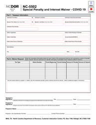 Form NC-5502 Special Penalty and Interest Waiver - Covid 19 - North Carolina, Page 2