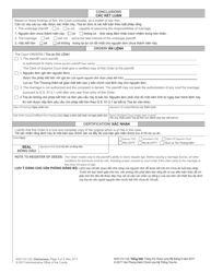 Form AOC-CV-122 Order in Civil Action to Authorize Underage Person to Marry - North Carolina (English/Vietnamese), Page 3