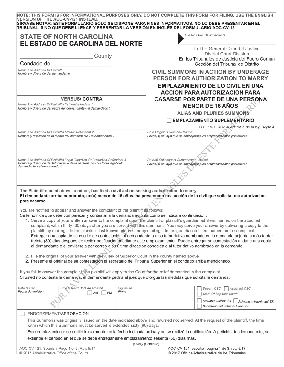 Form AOC-CV-121 - Fill Out, Sign Online and Download Printable PDF ...