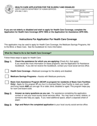 Form SFN958 &quot;Health Care Application for the Elderly and Disabled&quot; - North Dakota