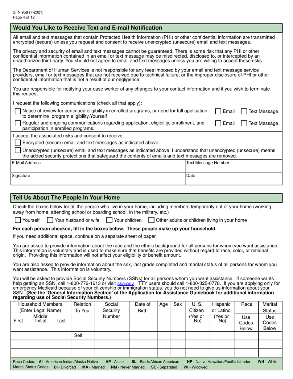 Form SFN958 Health Care Application for the Elderly and Disabled - North Dakota, Page 4
