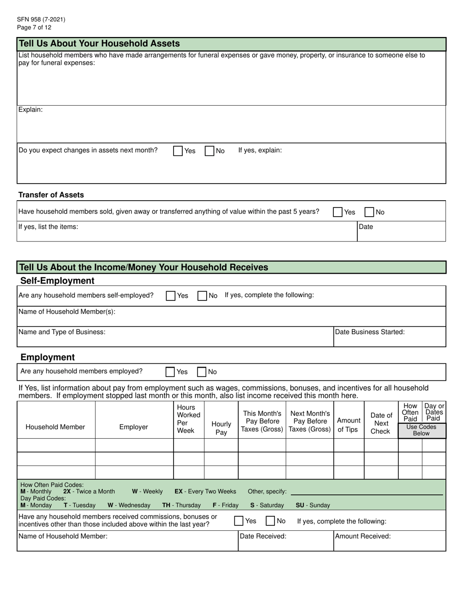 Form SFN958 Health Care Application for the Elderly and Disabled - North Dakota, Page 7