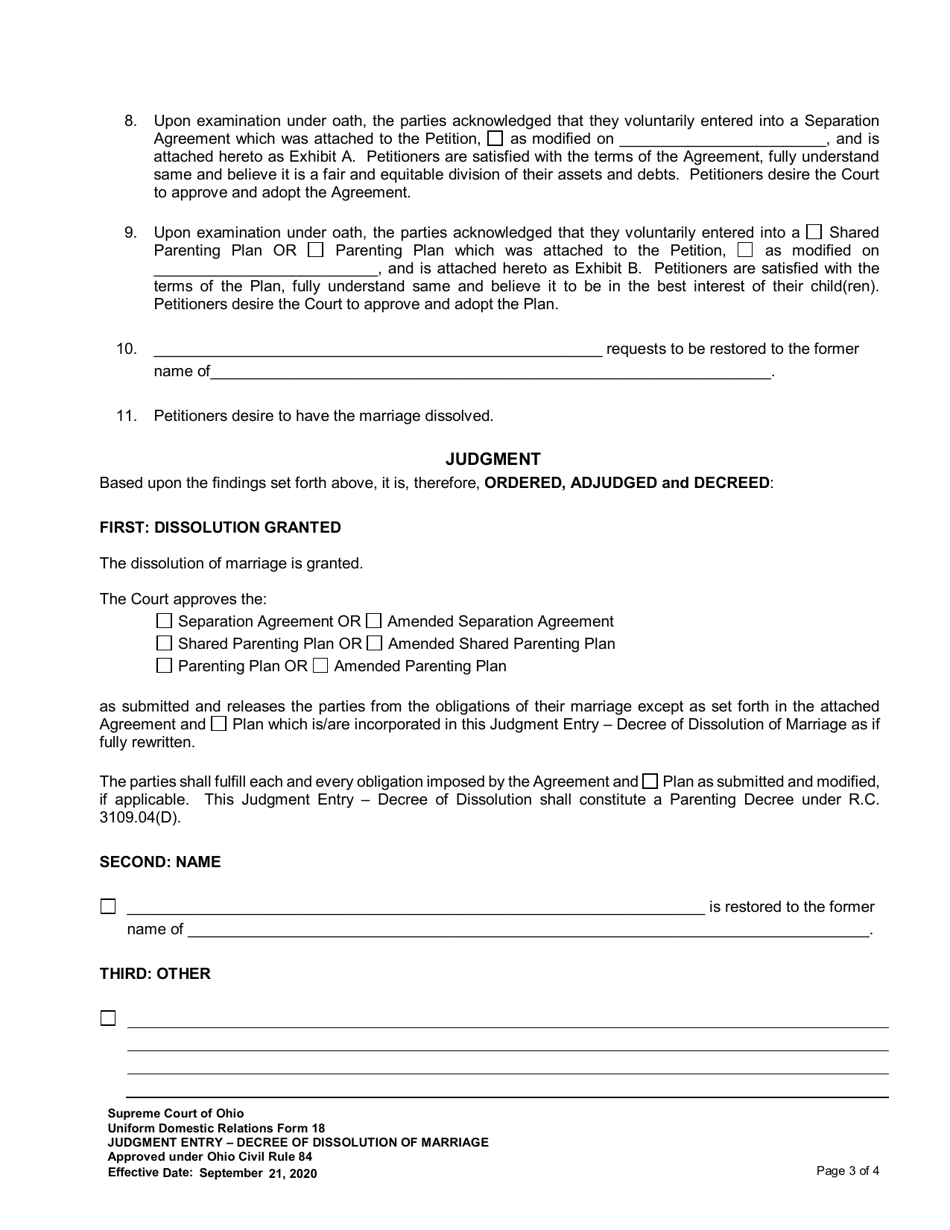 Uniform Domestic Relations Form 18 Download Fillable PDF or Fill Online ...