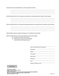 Uniform Domestic Relations Form 26 (Uniform Juvenile Form 5) Motion for Change of Parenting Time (Companionship and Visitation) - Ohio, Page 2