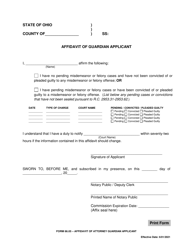 Document preview: Form 66.05 Affidavit of Guardian Applicant - Ohio