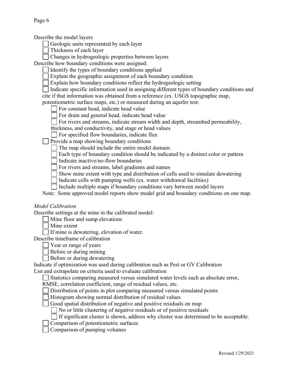 Ohio Checklist to Submit Ground-Water Modeling Report for Odnr Review ...