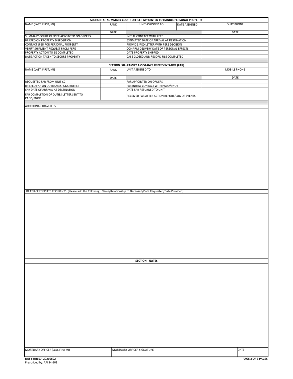 DAF Form 57 Mortuary Guide, Page 3