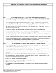 USAFE-AFAFRICA Form 197 &quot;Temporary Duty Back for Non-US Citizen Personnel (United Kingdom)&quot;