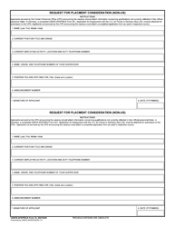 USAFE-AFAFRICA Form 10 &quot;Request for Placment Consideration (Non-US)&quot;
