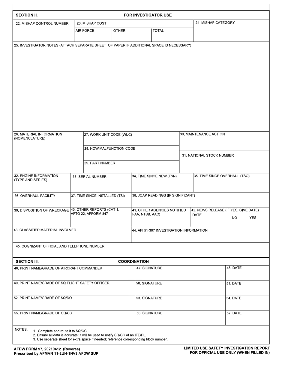 AFDW Form 97 Afdw In-Flight Emergency and Precautionary Landing Worksheet, Page 2