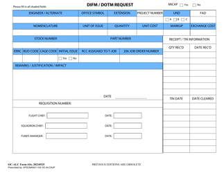 Document preview: OC-ALC Form 416 Difm/Dotm Request