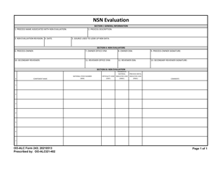 Document preview: OO-ALC Form 243 Nsn Evaluation