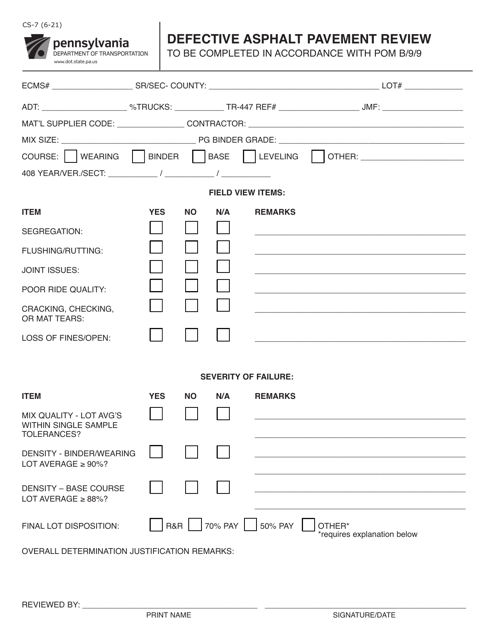 Form CS-7 Printable Pdf