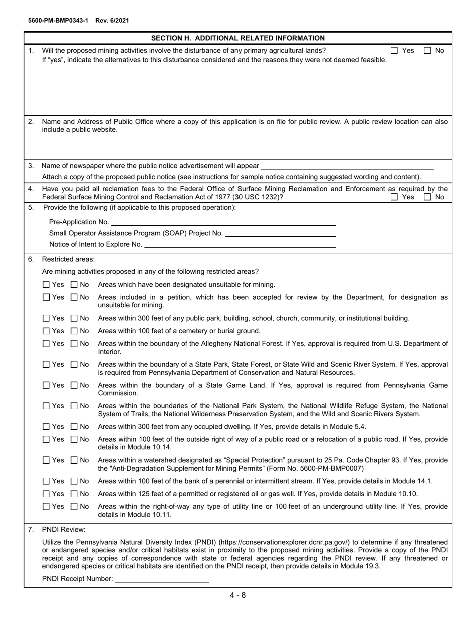Form 5600-PM-BMP0343-1 Anthracite Surface Mine Permit Application - Pennsylvania, Page 4