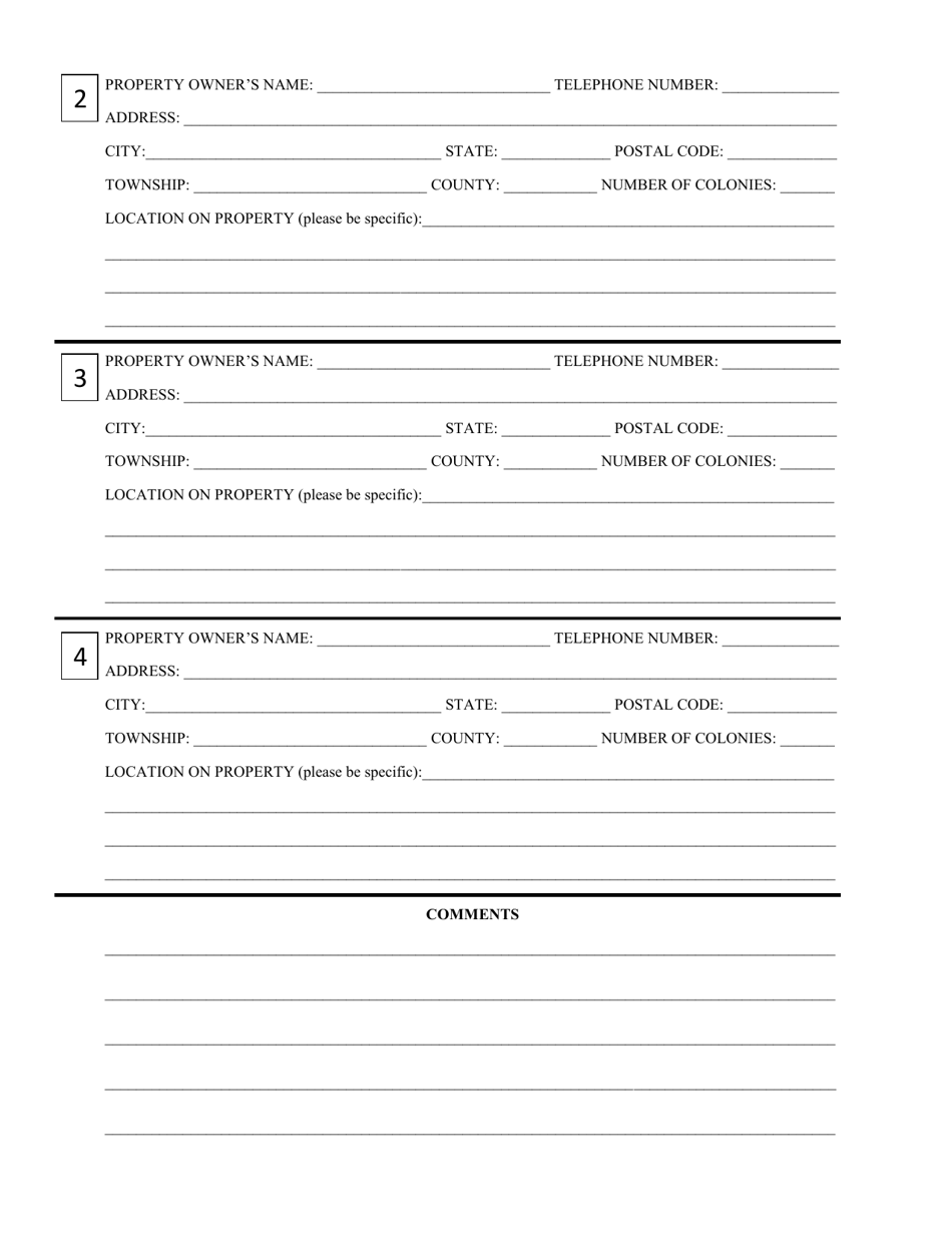 Rhode Island Apiary Registration Form - Rhode Island, Page 2