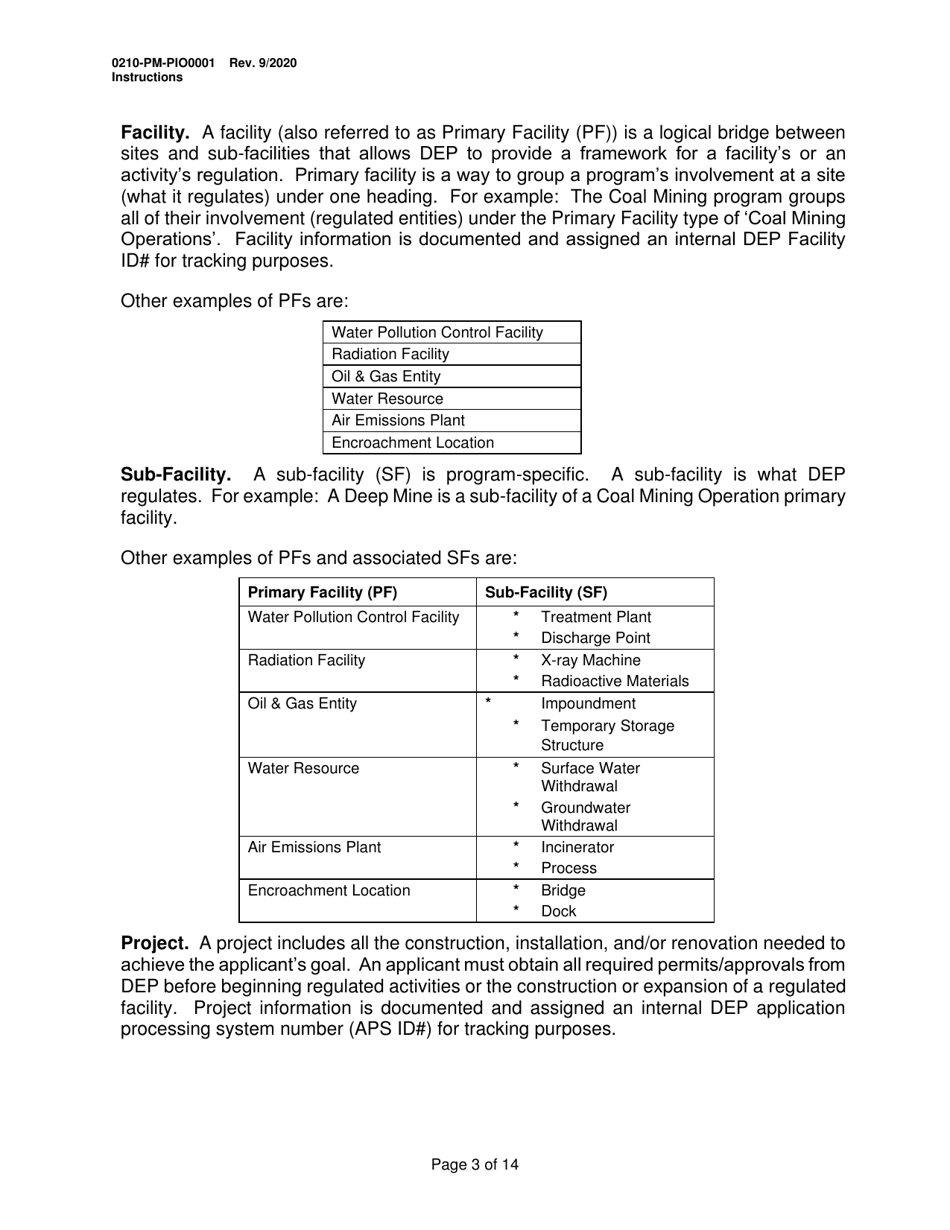 Instructions for Form 0210-PM-PIO0001 General Information Form - Authorization Application - Pennsylvania, Page 3