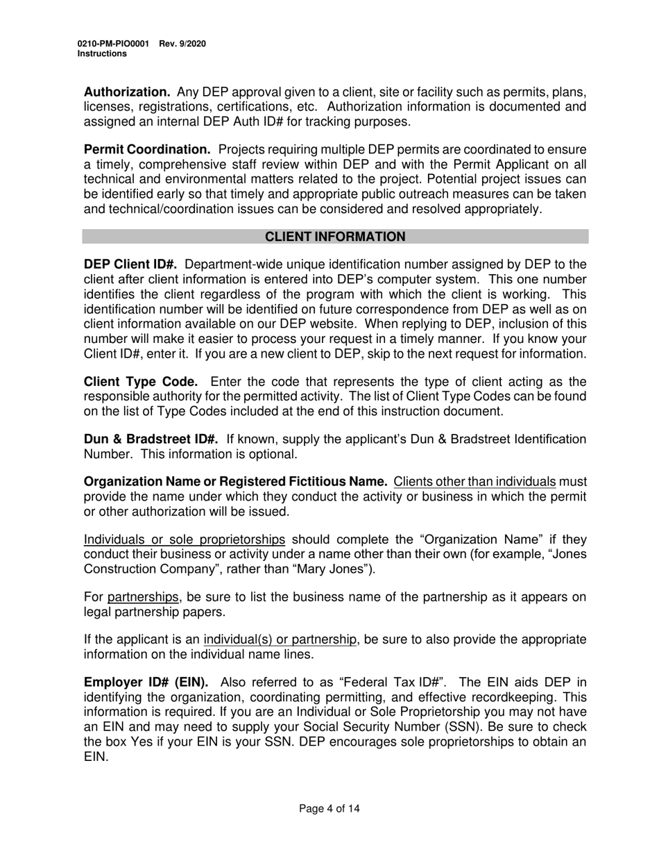 Instructions for Form 0210-PM-PIO0001 General Information Form - Authorization Application - Pennsylvania, Page 4