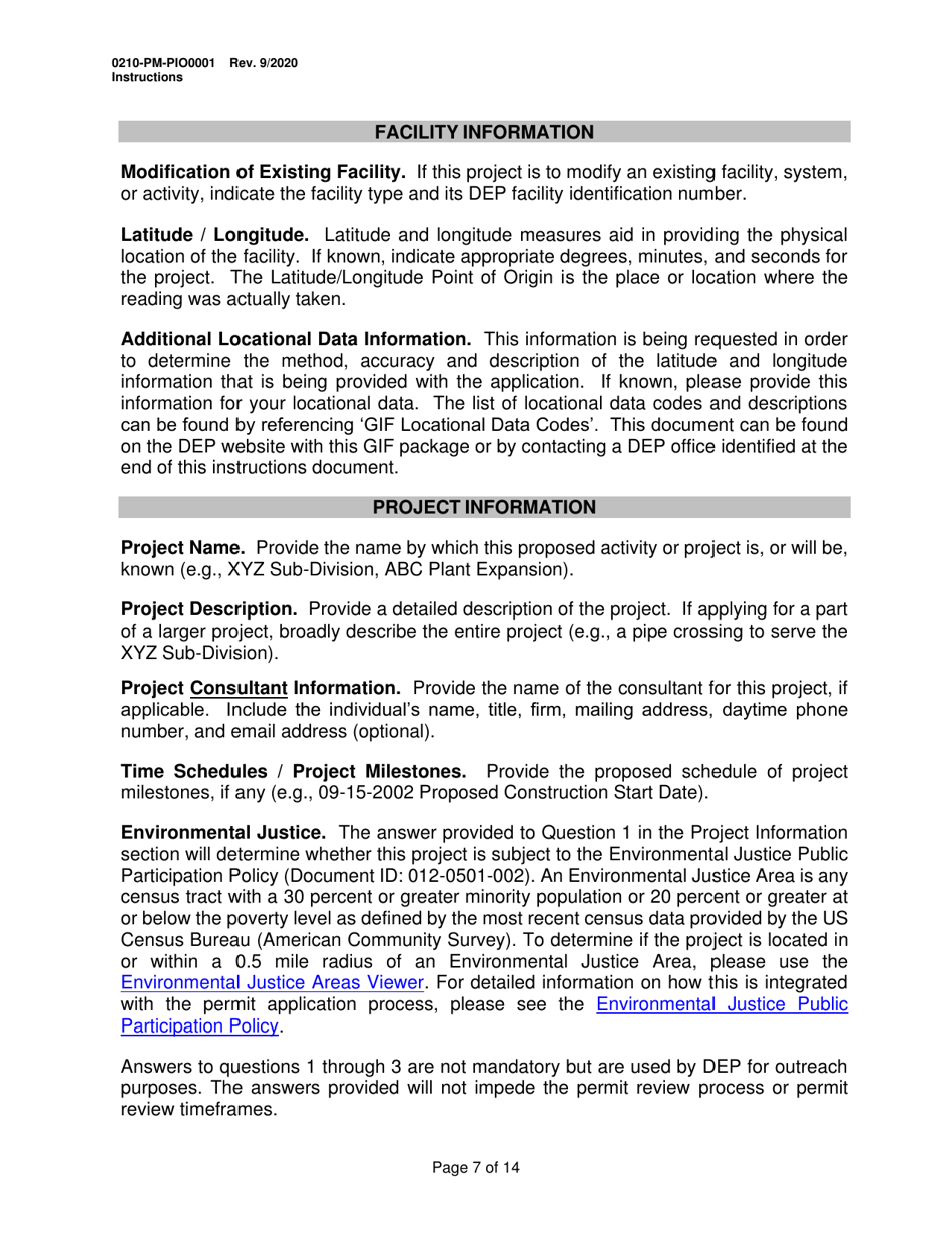 Instructions for Form 0210-PM-PIO0001 General Information Form - Authorization Application - Pennsylvania, Page 7