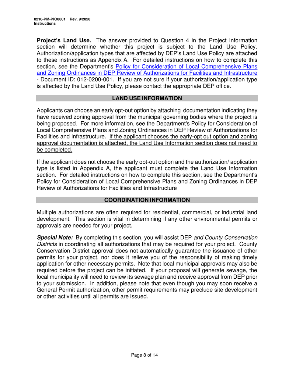 Instructions for Form 0210-PM-PIO0001 General Information Form - Authorization Application - Pennsylvania, Page 8