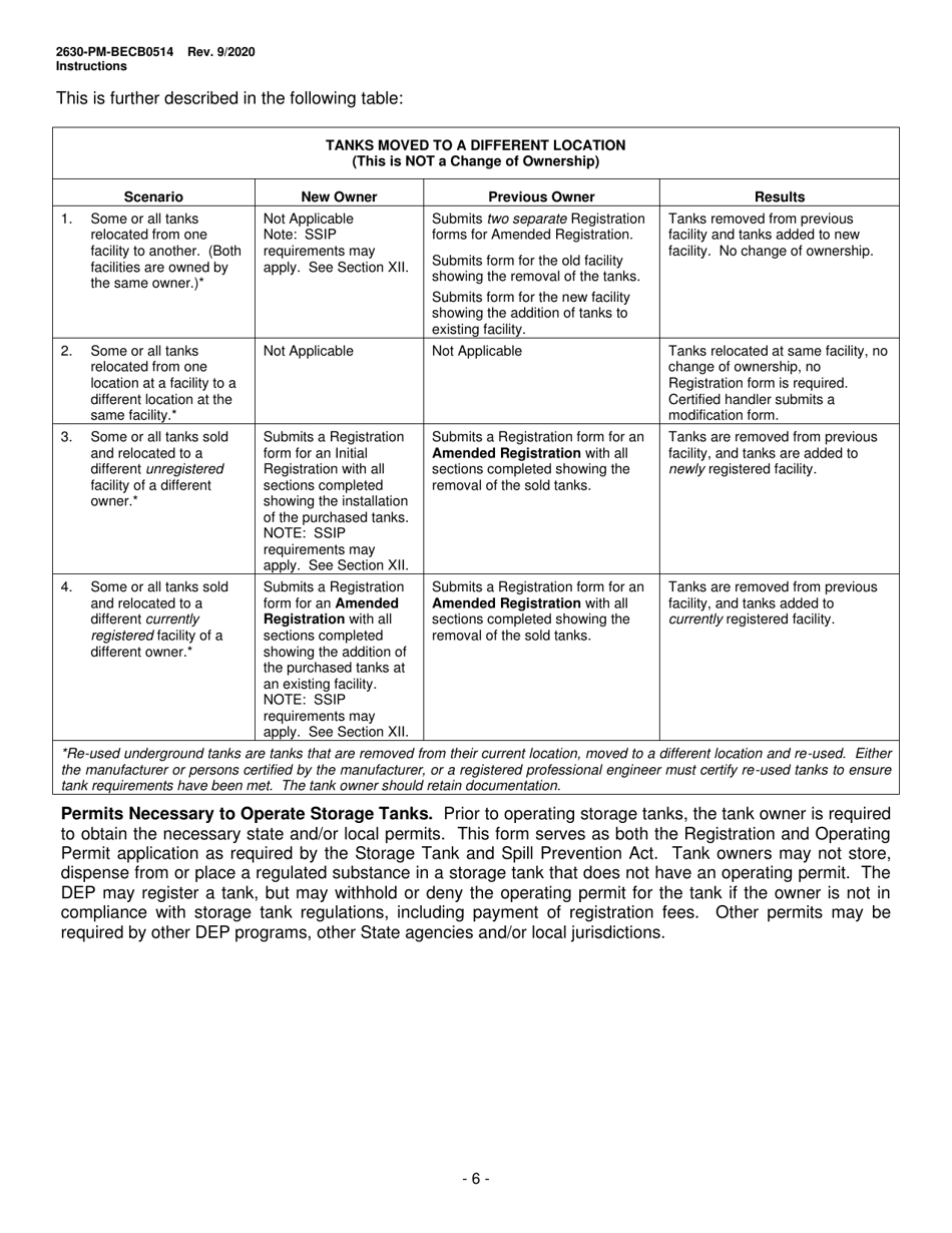 Instructions for Form 2630-PM-BECB0514 Storage Tanks Registration / Permitting Application - Pennsylvania, Page 6