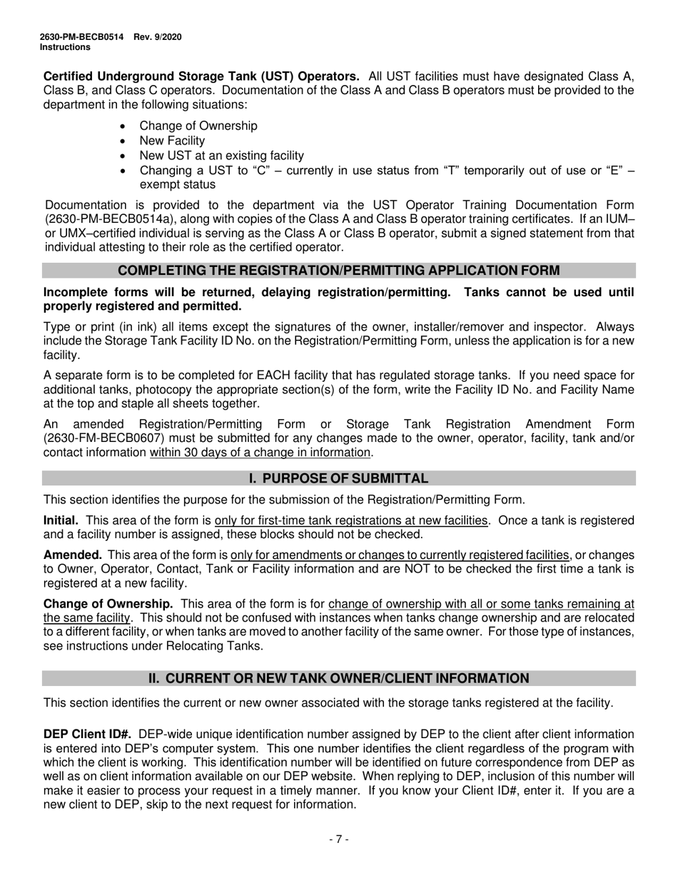 Instructions for Form 2630-PM-BECB0514 Storage Tanks Registration / Permitting Application - Pennsylvania, Page 7