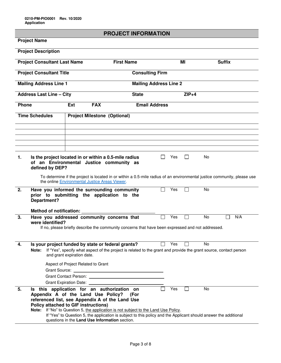 Form 0210-PM-PIO0001 General Information Form - Authorization Application - Pennsylvania, Page 3