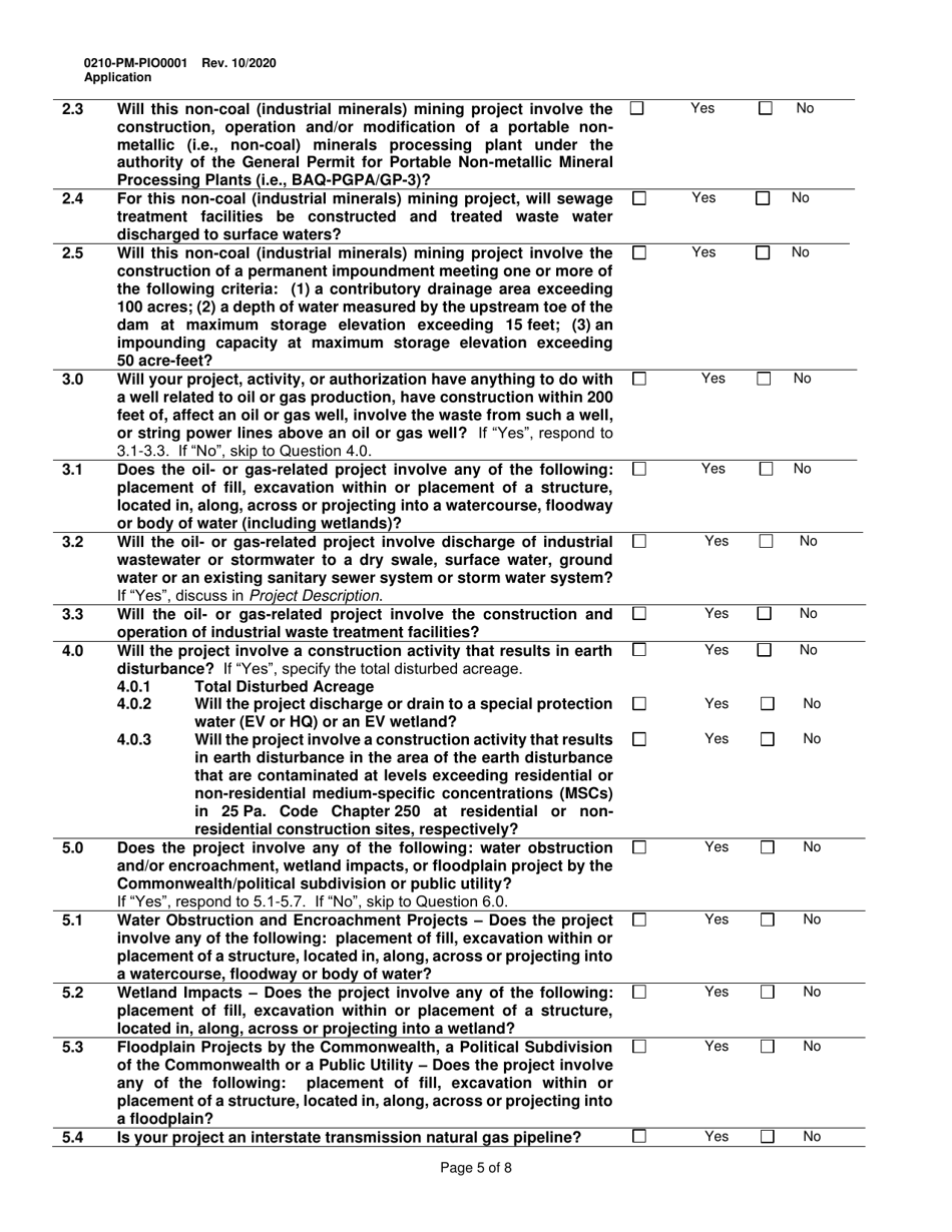 Form 0210-PM-PIO0001 General Information Form - Authorization Application - Pennsylvania, Page 5
