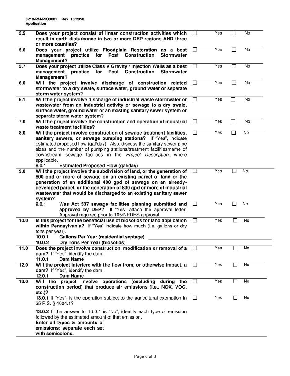 Form 0210-PM-PIO0001 General Information Form - Authorization Application - Pennsylvania, Page 6