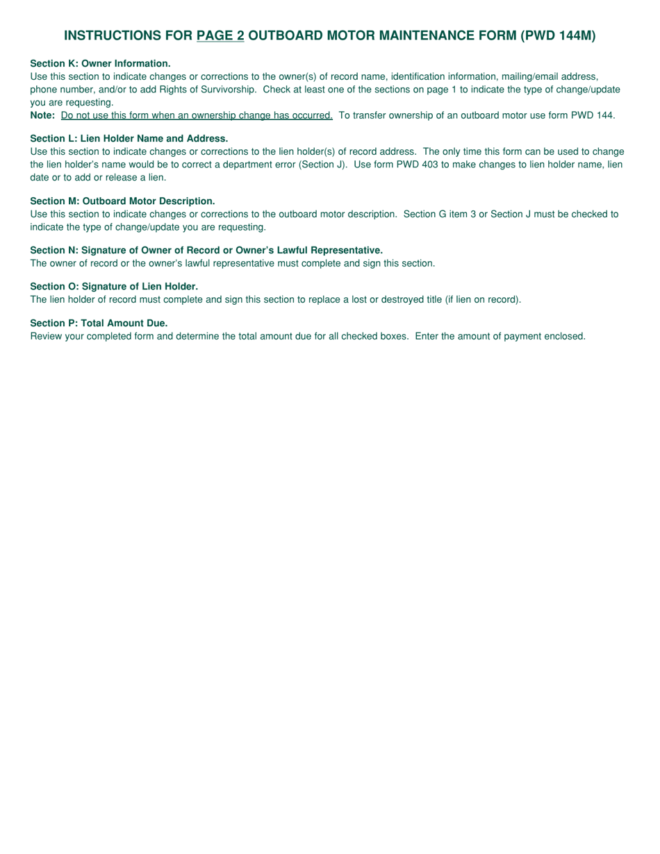 Form PWD144M Outboard Motor Records Maintenance - Texas, Page 3