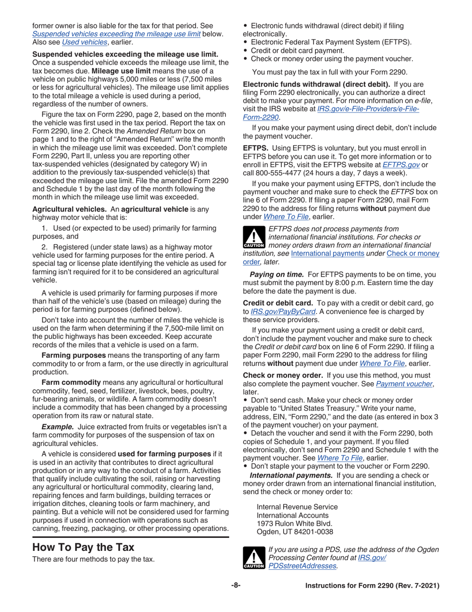 Instructions for IRS Form 2290 Heavy Highway Vehicle Use Tax Return, Page 10