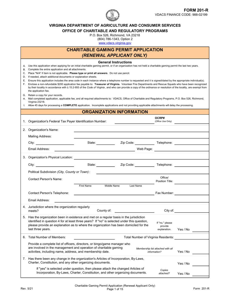 Printable 201 Form.pdf Form 201-R - Fill Out, Sign Online and Download Printable PDF, Virginia ...