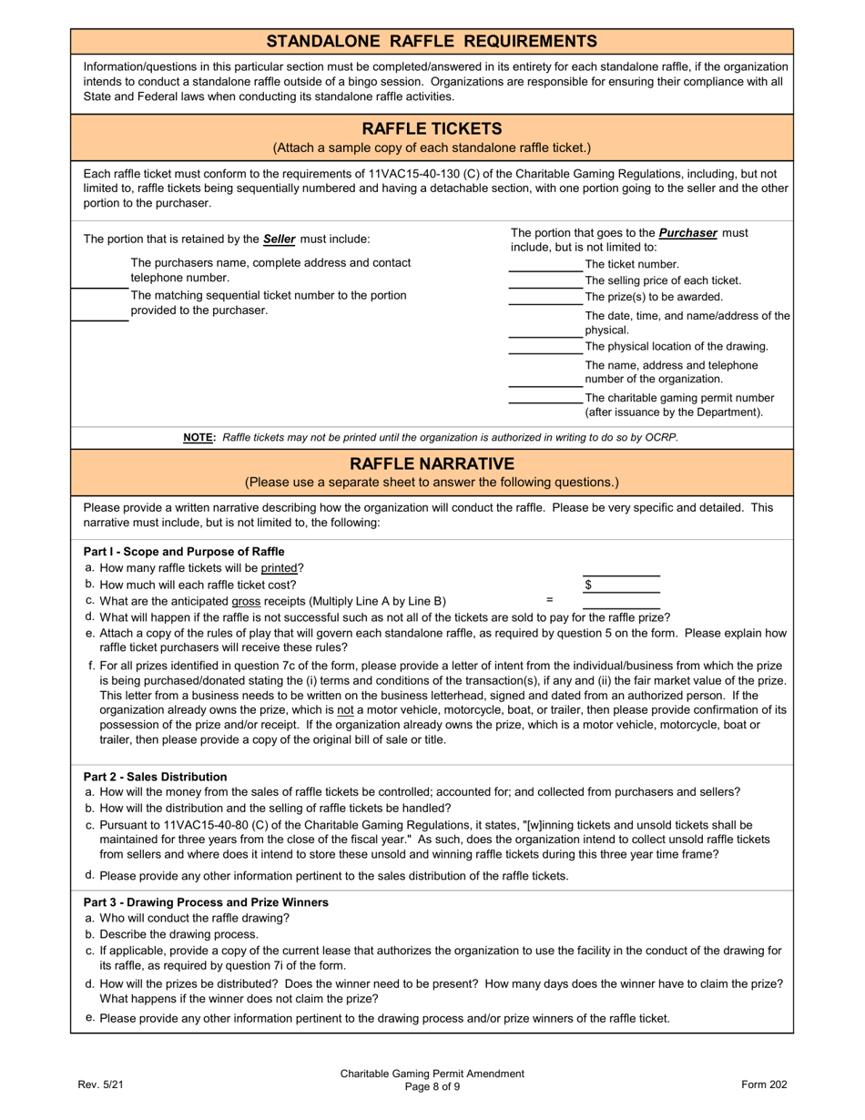 Form 202 Charitable Gaming Permit Amendment - Virginia, Page 8